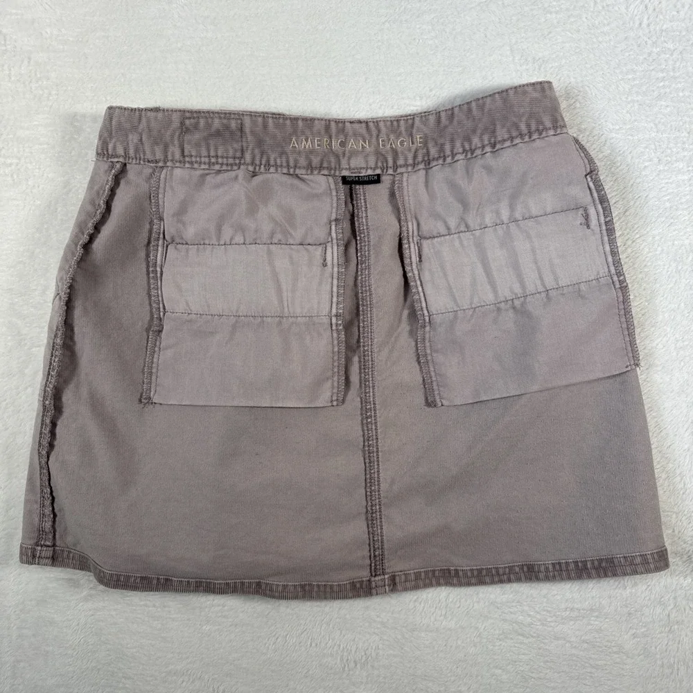American‎ Eagle Super Stretch Corduroy Mini Skirt 8 Beige Preppy Schoolgirl